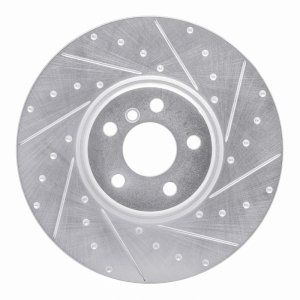 BMW i4 Brake Rotor (1) - Right Front - R1 Concepts - Drilled & Slotted - Silver - `16-`25